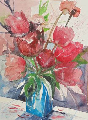Rote Pfingstrosen_Aquarell 36x48 cm_6-2017