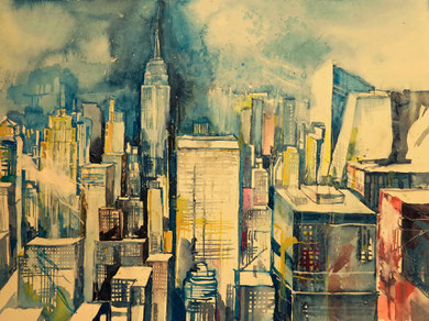 N.Y. Blick downtown vom Rockefeller Center_36x48 cm