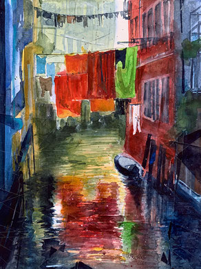 Venedig_ Reflexionen_ Aquarell 36x48 cm_ 2021