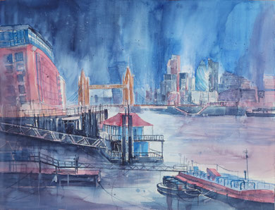 London_Towerbridge from the Docks_Aquarell 45x61 cm_3-2017