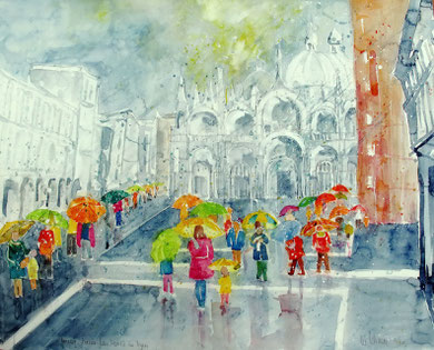 Venedig_Piazza San Marco im Regen_50x60 cm
