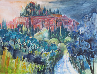 Toskana_Blick auf Cetona 5_Aquarell 50x65 cm_6-2016