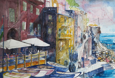 Cinque Terre_Riomaggiore 2_Aquarell 38x56 cm_3-2018