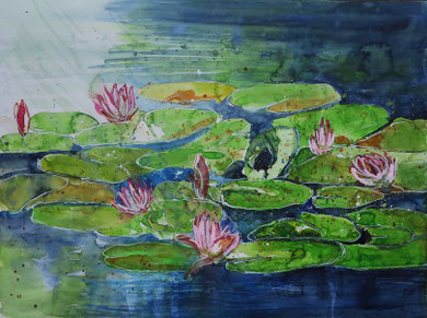 Seerosen im Monet-Garten in Giverny_Aquarell 42 x 56 cm_8-2017