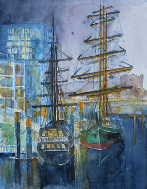 Bremen_Alex an der Schlachte_Aquarell 36x48 cm_1-2017
