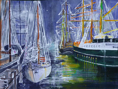 Bremerhaven_Stimmung während der Sail_Aquarell 56x76 cm_7-2018