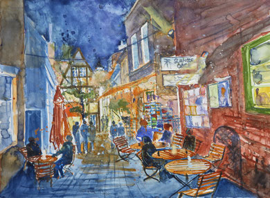 Bremen_Wüstestätte im Schnoor_Aquarell 36x48 cm_1-2020