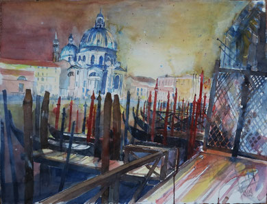 Venedig_Canal Grande mit Santa Maria della Salute_Aquarell 56x76 cm_4-2017