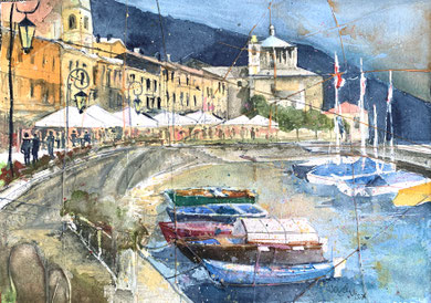 Cannobio am Lago Maggiore_ Mixed-Media Aquarell 30x42 cm_ 1-2024