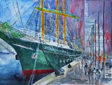 Brmerhaven_Alexander von Humboldt II im neuen Hafen_38x56 cm_
