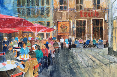 Köln in der Altstadt_ Mixed-Media Aquarell 38x56cm_ 12-2024