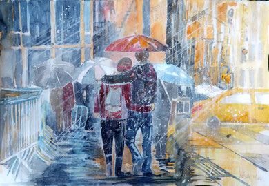 NYC. Times Square "a rainy day"_Aquarell 38 x 56 cm_5-2016
