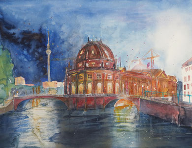 Berlin_Museumsinsel mit Bodemuseum_Aquarell 50x65 cm_11-2017