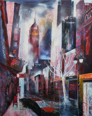 N.Y.  34th street mit Empire-State-Building_Mixed Media auf Leinwand_80x100 cm_6-2015