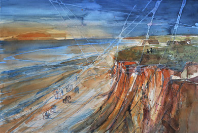 Sylt_ Rotes Kliff bei Kampen_ Mixed-Media Aquarell 50x65cm_2023