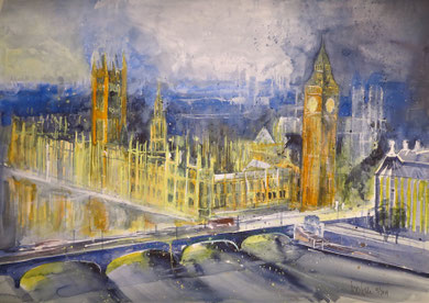 London_Westminster mit Big Ben_Aquarell 41x59 cm 9-2019