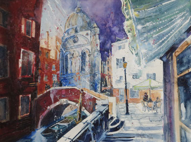 Venedig_Campo St Maria Nova mit Basilika St Maria dei Miracoli_Aquarell 42x56 cm_3-2019