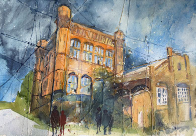 Bremen_ Umgedrehte Kommode_ Mixed-Media Aquarell 30x42cm_5-2024