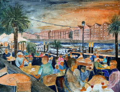 Bremen_ Sommer an der Schachte_ Mixed-Media Aquarell 50x65cm_8-2024