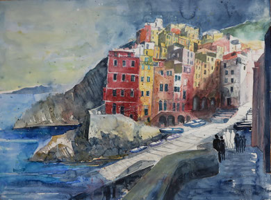 Cinque Terre_Riomaggiore 1_Aquarell 42x56 cm_3-2018
