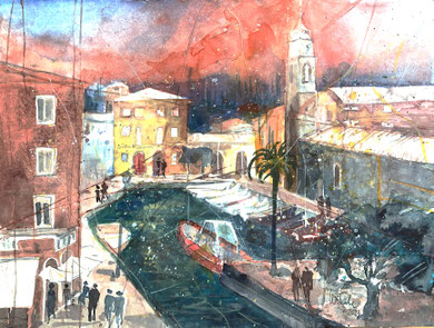 Lazise sul Garda_ Mixed-Media Aquarell  30x42cm_2023