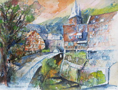 Mittelrhein_Malerwinkel in Bacherach_36x48 cm