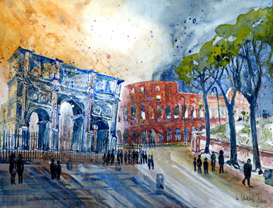 Rom_Triumphbogen mit Kolosseum_36x48 cm