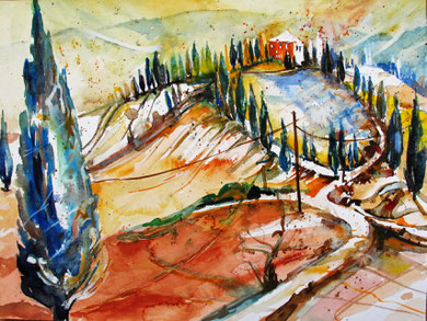 Toskana_Landschaft bei Volterra_30x40 cm