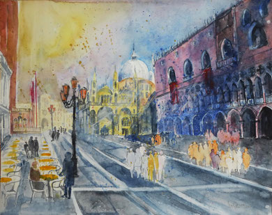 Venedig_Piazza San Marco mit Palazzo Ducale_Aquarell 50x65 cm_4-2017