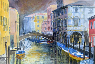 Chioggia -Klein Venedig- Mixed-Media Aquarell 50x65 cm_ 9-2020