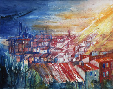 Blick auf Montalcino_Toskana_Aquarell 50 x 65 cm_1-2019
