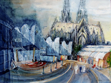 Köln_Museum Ludwig mit Kölner Dom_56x76 cm