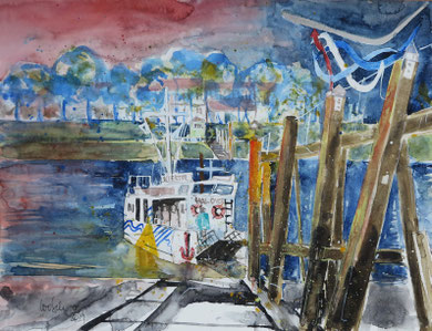 Bremen_"Hal Över" am Cafe Sand_Aquarell 36x48 cm_6-2019