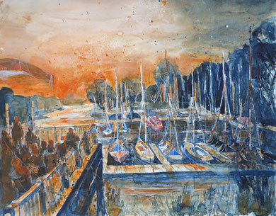 Bremen_Yachthafen an der Weser_50x65 cm_9-2016