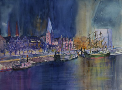 Bremen_Schlachte Blau_Aquarell 45x61 cm_2-2017
