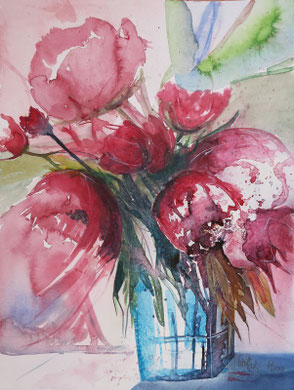 Rosa Pfingstrosen_Aquarell 36x48 cm_6-2017