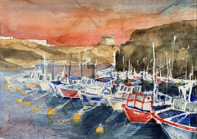 Fuerteventura_ El Cortillo_ Mixed-Media Aquarell 50x65 cm 40x55 cm_ 11-2020
