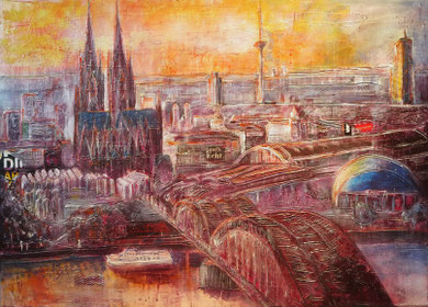 Köln vom Triangel Tower_Mixed-Media-Collage auf Leinwand 70 x 100 cm_11-2018