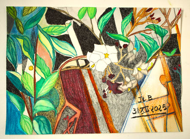 Technique mixte,  26 x 36 cm .