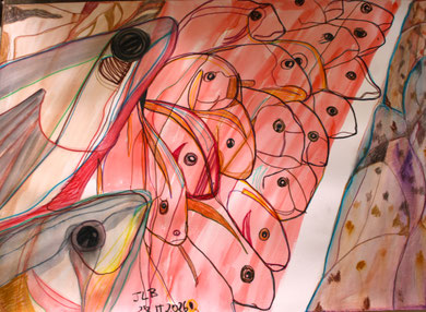 Technique mixte, 59 x 84 cm .