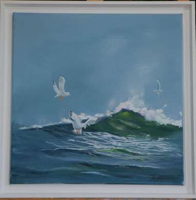 Möwen, Öl auf Leinwand 50 x 50 cm.