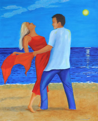 Tanz am Strand 100 x 80 cm Öl
