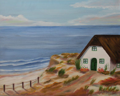 Reetdachhaus, 40x 50 cm, Öl auf Leinwand 
