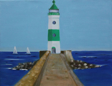Leuchtturm von Schleimünde 18 x 24 cm. Öl