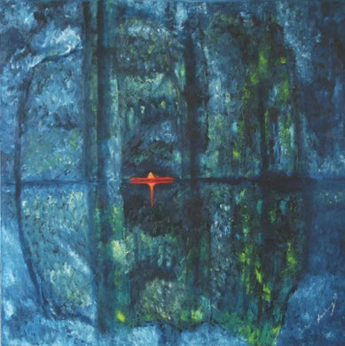 Am See, 80 x 80 cm. Öl auf Leinwand