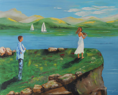 Am grünen Hügel, 80 x 100 cm, Öl auf Leinwand 
