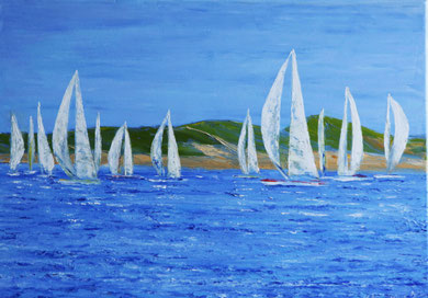 Regatta, 80 x 60 cm. Öl