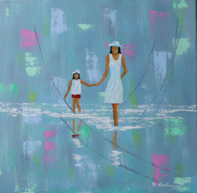 Strandspaziergang 40 x 40 cm. Öl 