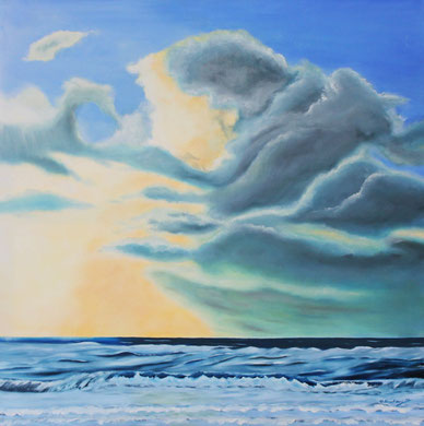Wolkenhimmel 100 x 100 cm. Öl auf Leinwand, 