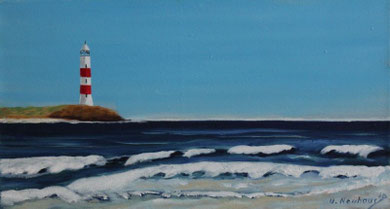 Leuchtturm 20 x 50 cm. Öl auf Leinwand. 
